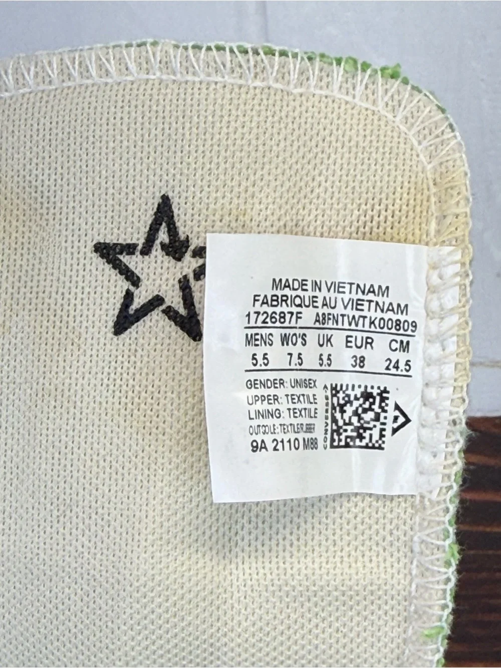 Converse Chuck Taylor All Star High Top – Green Canvas – Women’s 7.5 / Men’s 5.5 - Picture 8 of 8